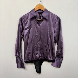 Vintage Moda International Long Sleeve Bodysuit Size Small Silk Y2K C016 -18